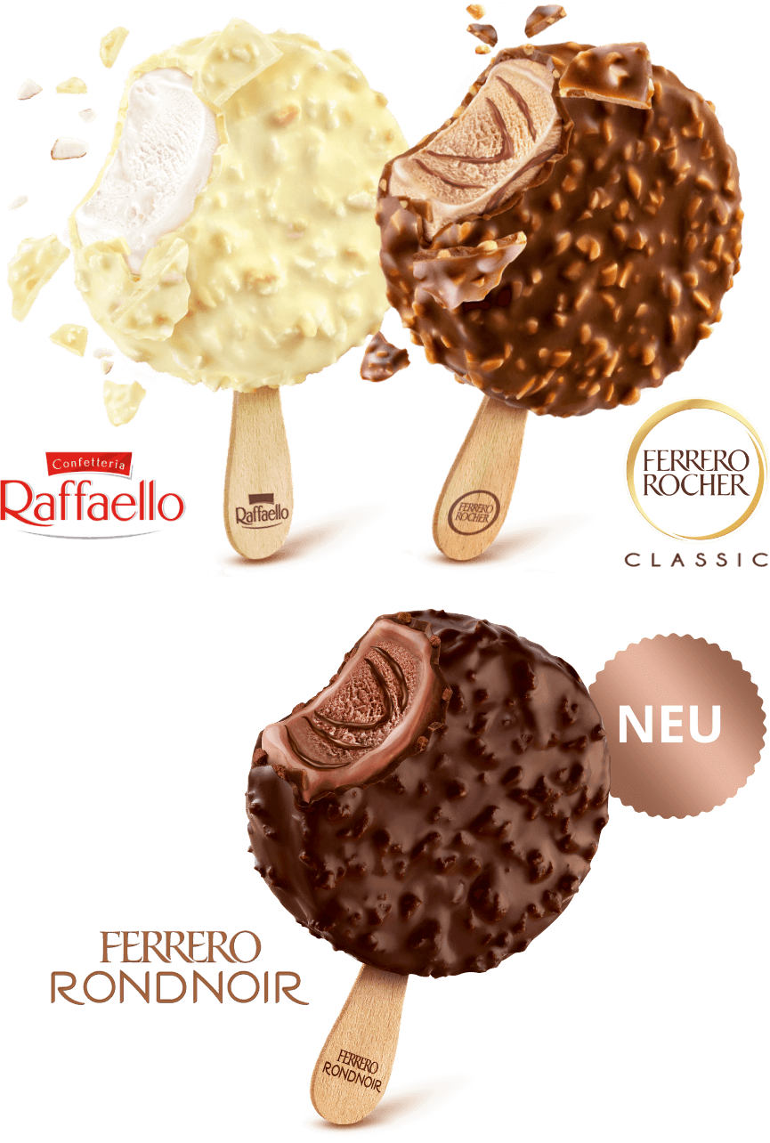 Raffaello Eis, Ferrero Rocher Eis und Ferrero Rondnoir Eis